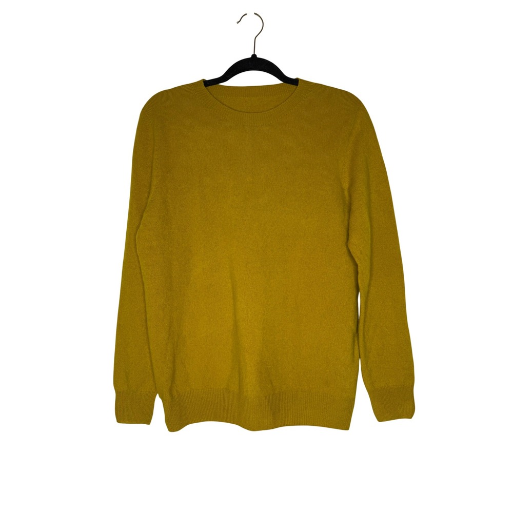 NEW Chanyarn Superfine Merino Wool Sweater Mustard Yellow Crew Neck Sz L Capsule